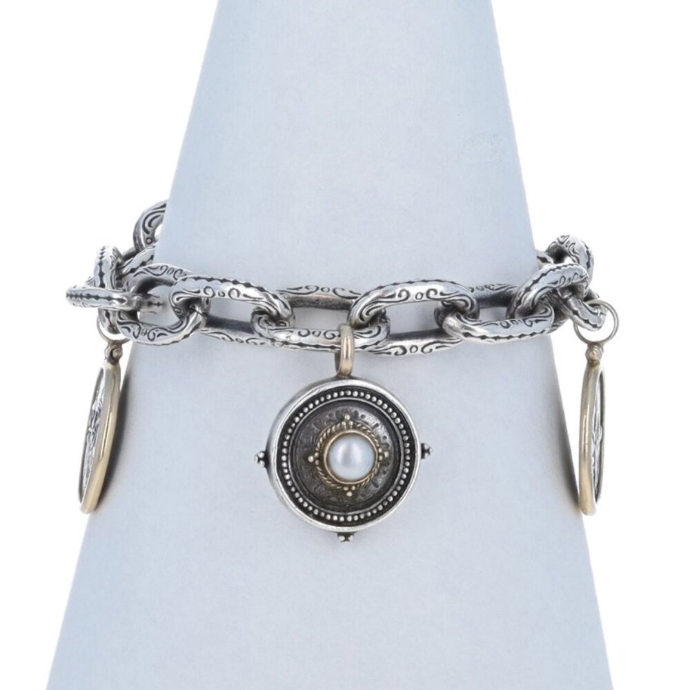 Konstantino Charm Bracelet 7 1/2" - Sterling 925 & Yellow Gold 18k Coin-Inspired